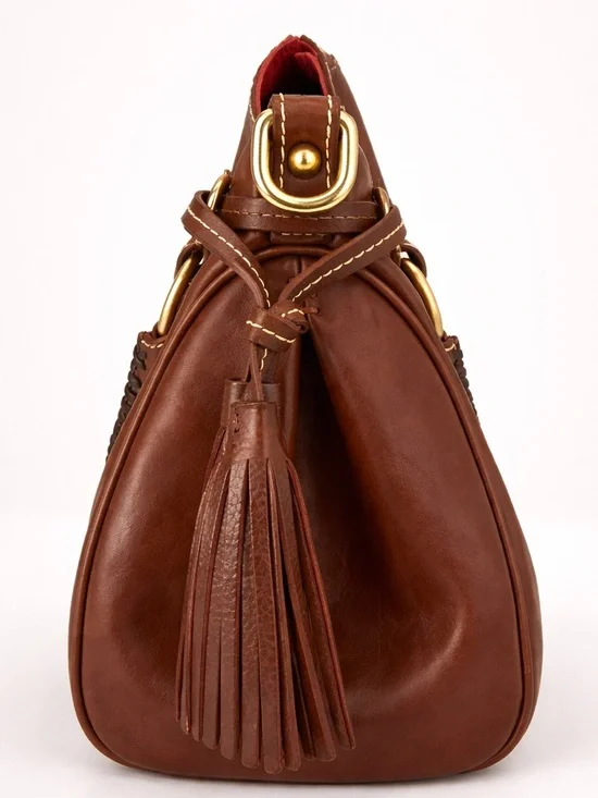 Dooney & Bourke Florentine Leather Tasseled Satchel Bag - Picture 5 of 14